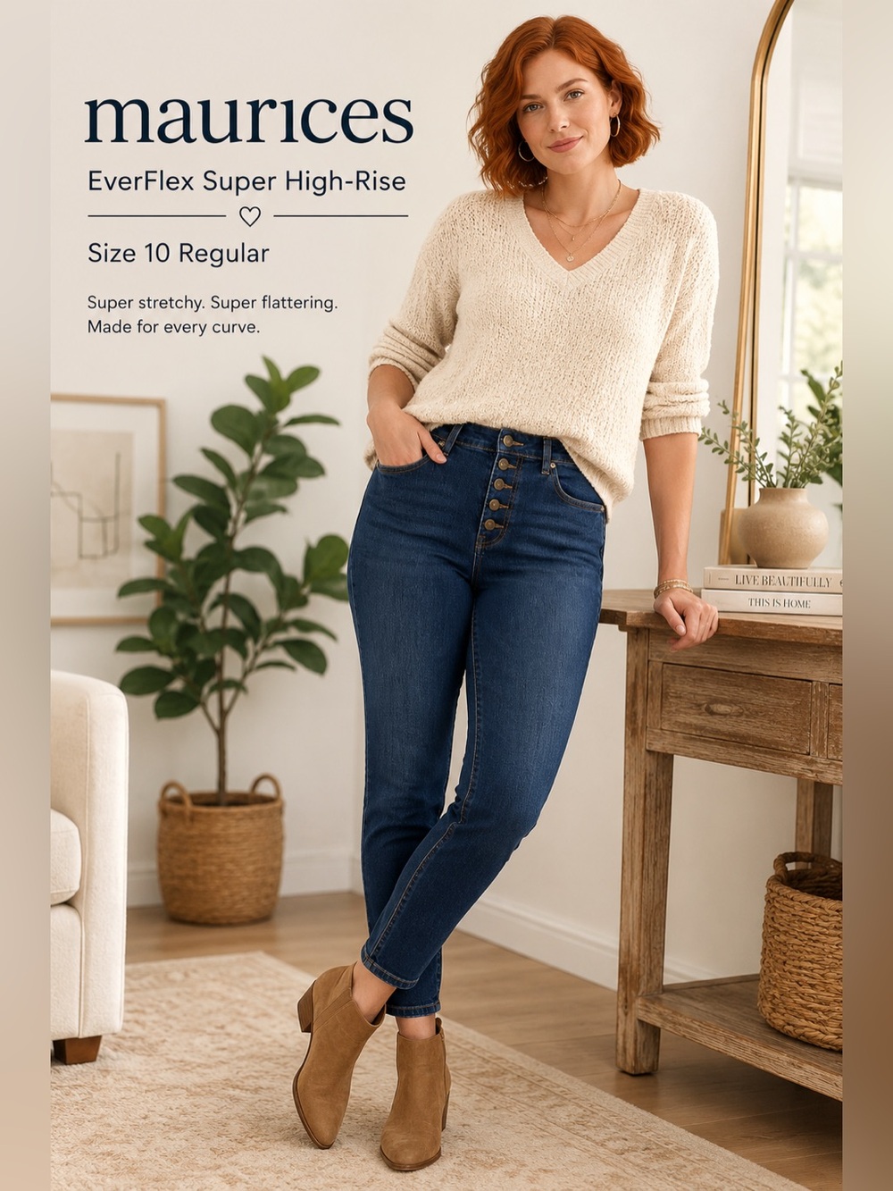 Maurices EverFlex High Rise Jeans Size 10R Dark Wash